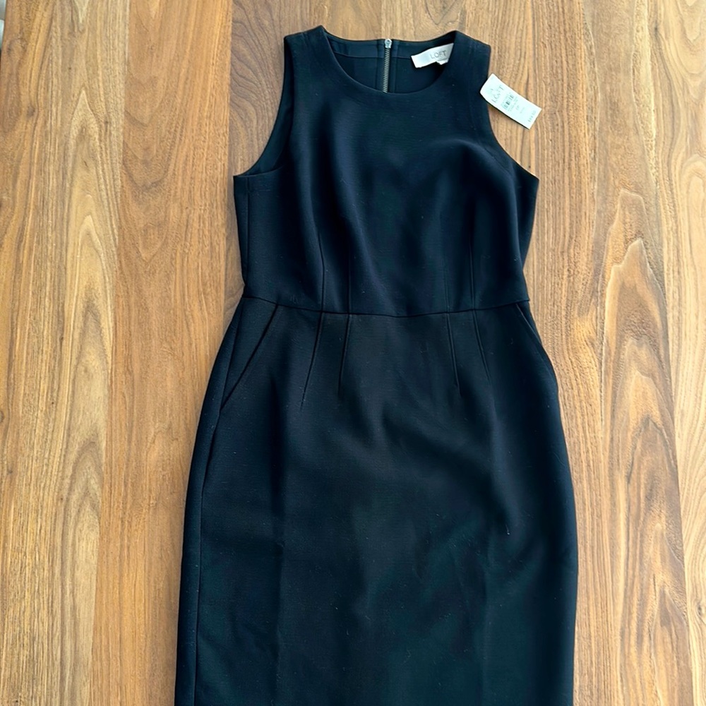 LOFT Black Sleeveless Sheath Dress